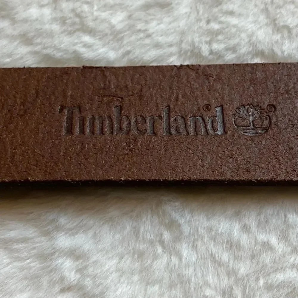 Timberland Brown Leather Belt With Silver Rivets Size Medium
